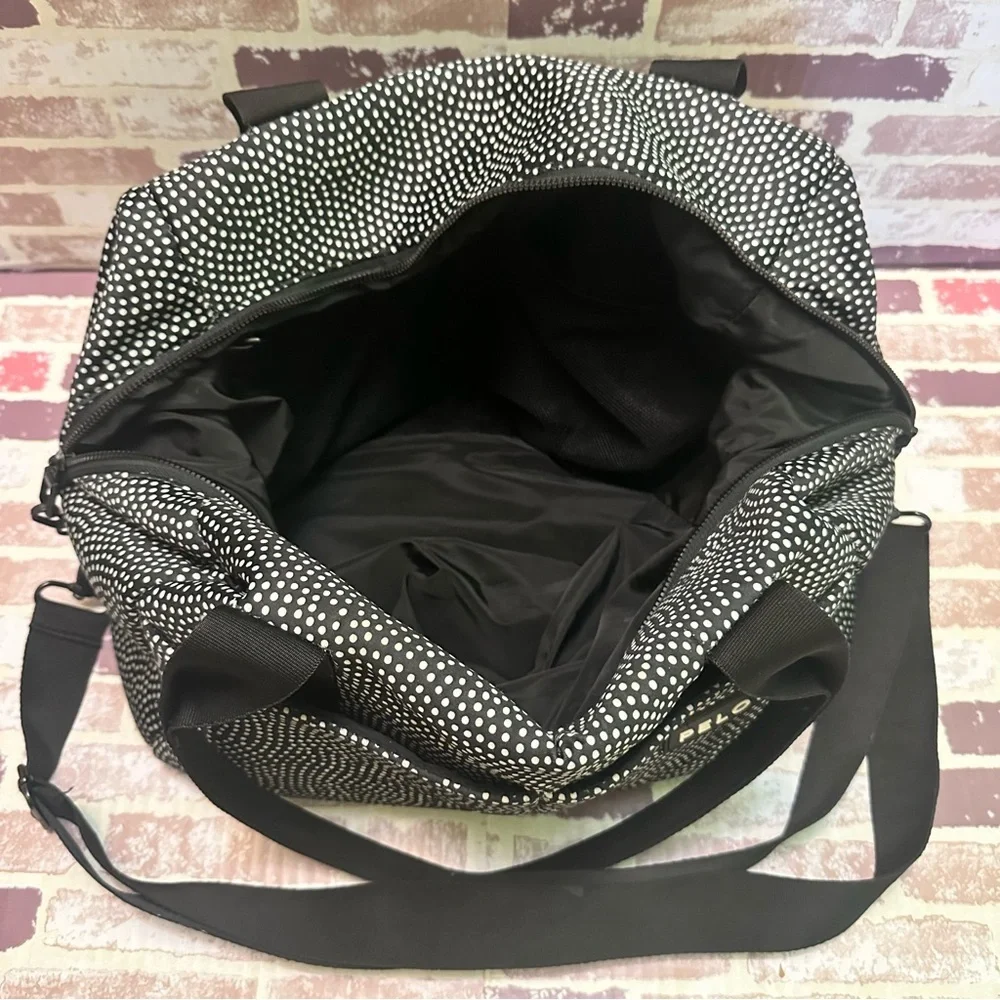Peloton Black and White Duffel Bag with Speckled Design